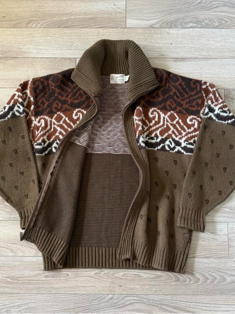 Vintage Clipper Mist Full Zip Knit Sweater